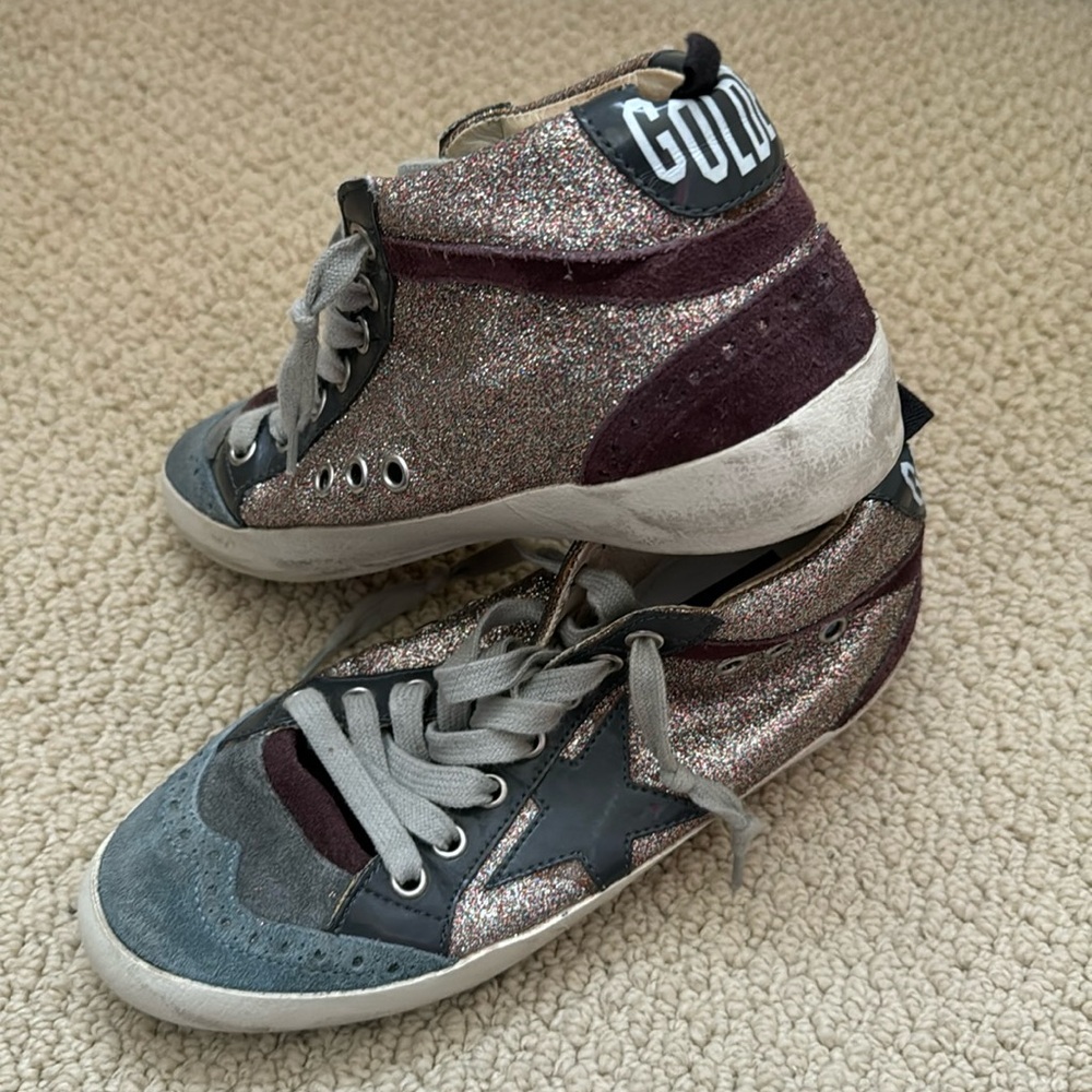 Golden Goose Glitter and Suede Sneakers